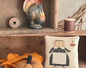Primitive Cross Stitch Pattern Priscilla by Notforgotten Farm