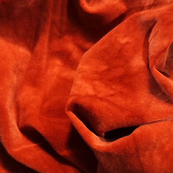 Hand-dyed Velvet - 100% Cotton - Color Tangerine