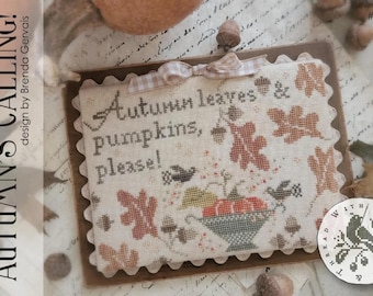 Primitive Cross Stitch Pattern Autumn's Calling by Brenda Gervais