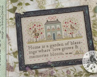 Primitive Cross Stitch Pattern Where Love Grows by Brenda Gervais