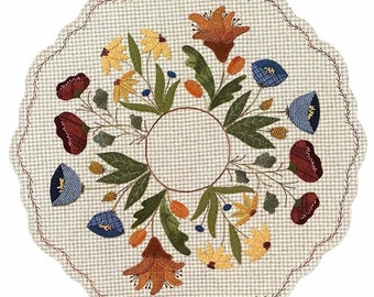 Wool Applique Pattern Pieceful Spring Designed by Karen Yaffe - Kit Option Available