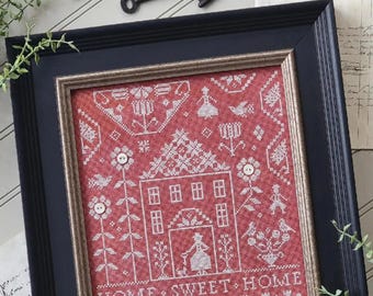 Primitive Cross Stitch Pattern Home on Quaker Lane by Brenda Gervais