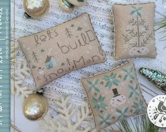 Primitive Cross Stitch Pattern Snowmen in the Forecast by Brenda Gervais