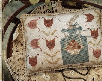Primitive Cross Stitch Pattern Tulip Festival