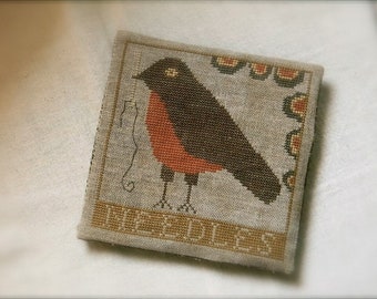 Primitive Cross Stitch Pattern - Folk Bird Needle Book