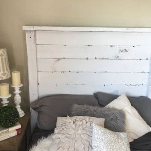 Rustic Farmhouse Headboard "White Distressed"FREE shipping, King Headboard,Queen Headboard,Full Headboard,Twin Headboard, and Footboards