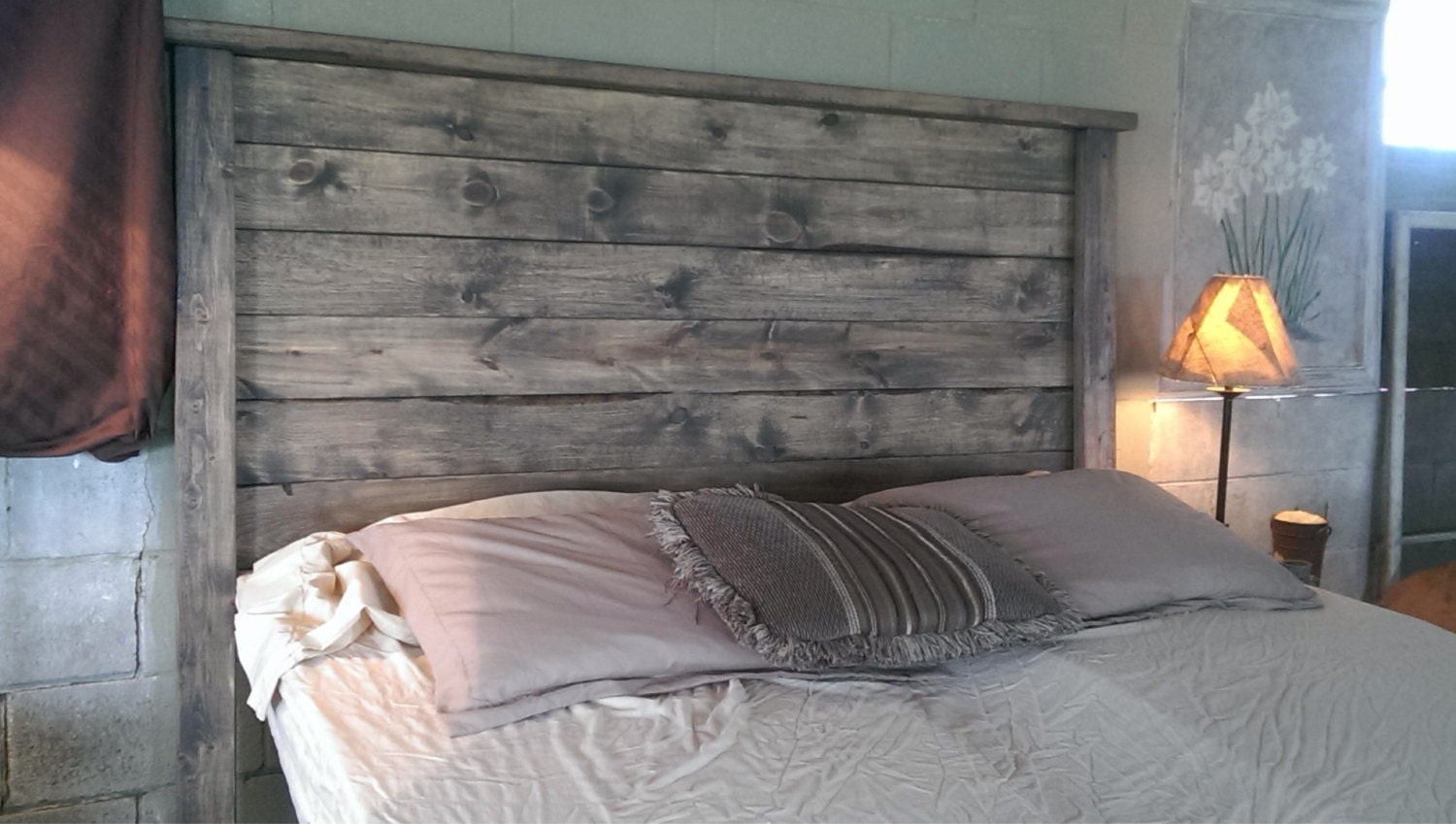 Weathered Gray Rustic Wood Headboard