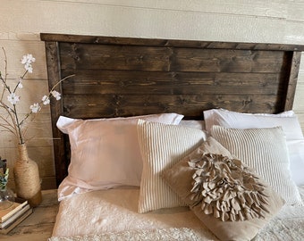 Distressed Headboard, "Dark Walnut Edward" FREE shipping, Rustic, wood headboard, queen headboard, king headboard, full headboard,