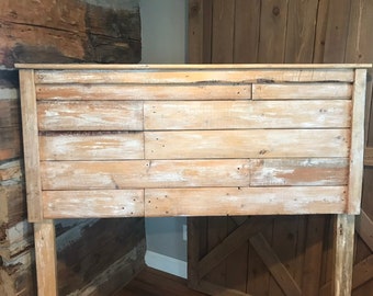 Rustic White Washed Headboard 'Ellie" Queen wood Headboard, King Headboard, Full, Twin wood headboard, custom headboard, Vint