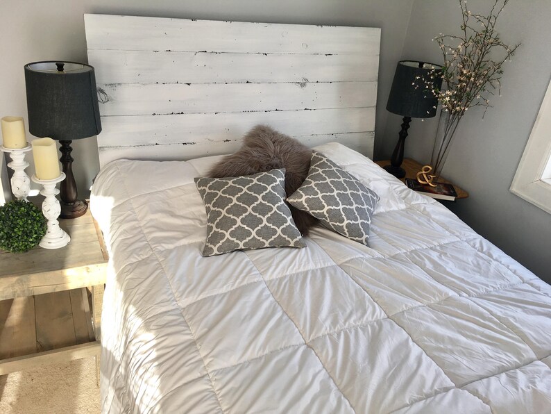 Rustic Headboard Simply White FREE shipping Etsy