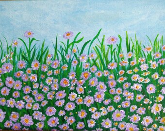 Small acrylic paintings-original, flowers, landscape, wildlife. Choose from seven designs-Single Sunflower Painting, Shasta Daisies & more.