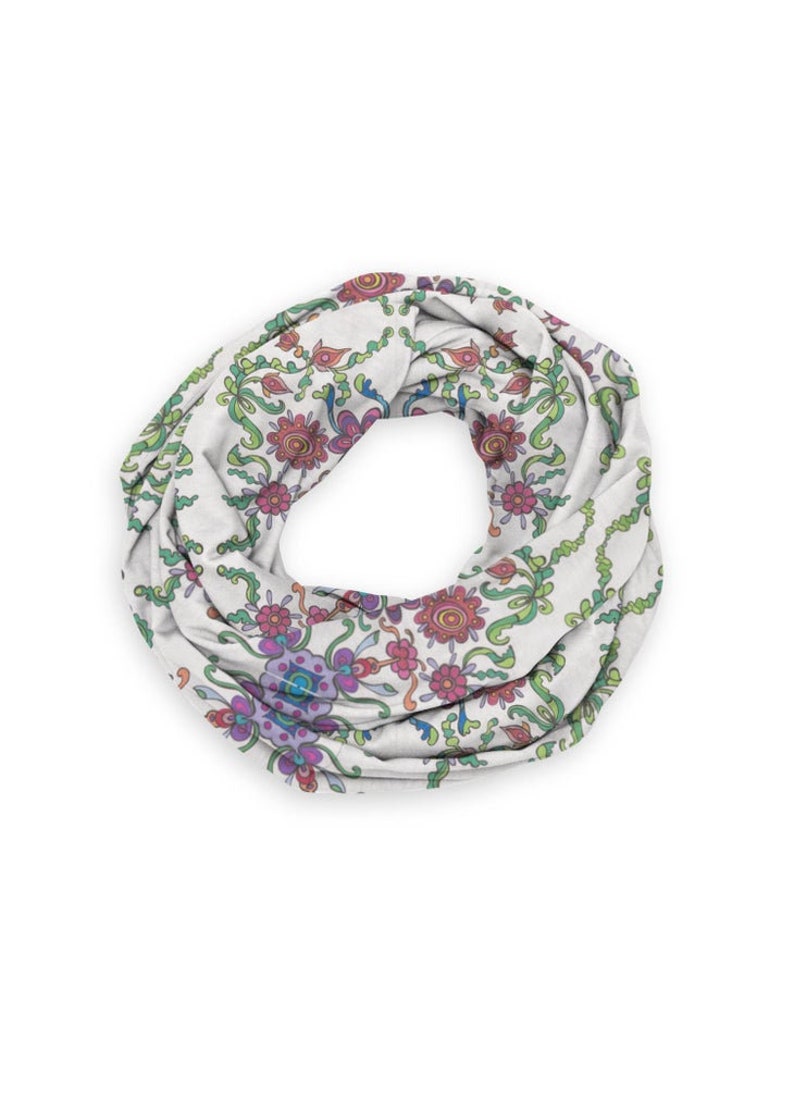 Ladies Fashion Infinity Scarf. Cotton fabric with pretty floral design, custom printed from original design by the artist. Free shipping. image 2