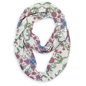 Ladies Fashion Infinity Scarf. Cotton fabric with pretty floral design, custom printed from original design by the artist. Free shipping. image 1