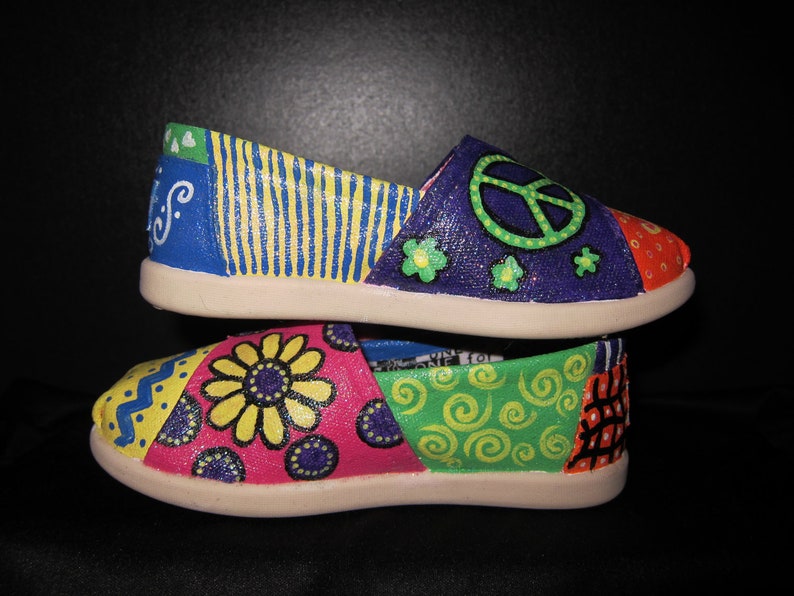 Hand Painted Custom Little Girls' Toms Etsy