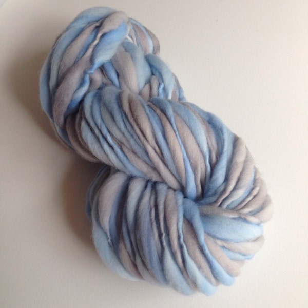 Handspun Thick and Thin Merino Wool Yarn - 50 yards - Blue Grey