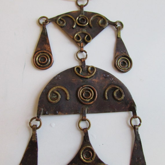 Modernist Copper and Brass Statement Necklace Pen… - image 3