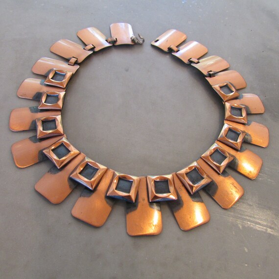 Vintage Renor Copper Statement Collar necklace mo… - image 8