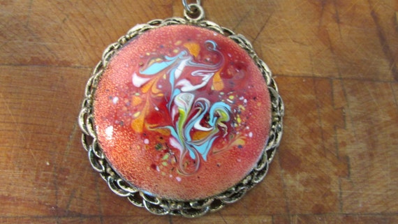 Vintage Copper and enamel Necklace Mid century Mo… - image 3