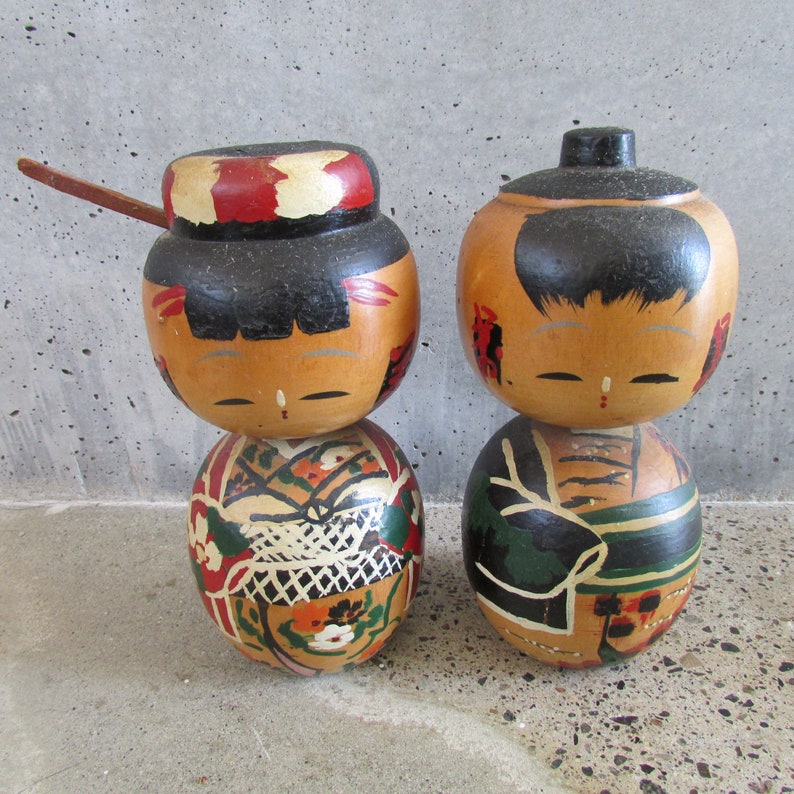 vintage kokeshi dolls