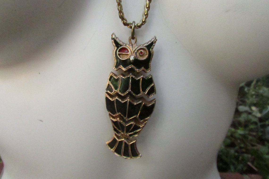 Vintage Articulated Owl Necklace Costume Jewelry Owl Has 2 Etsy