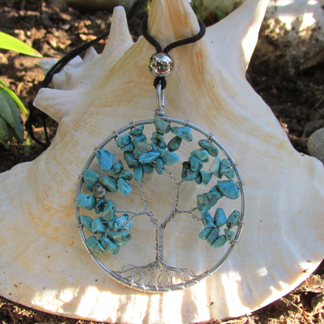 Tree of Life Wire Wrapped Necklace Turquoise Yoga Boho Hippie - Etsy