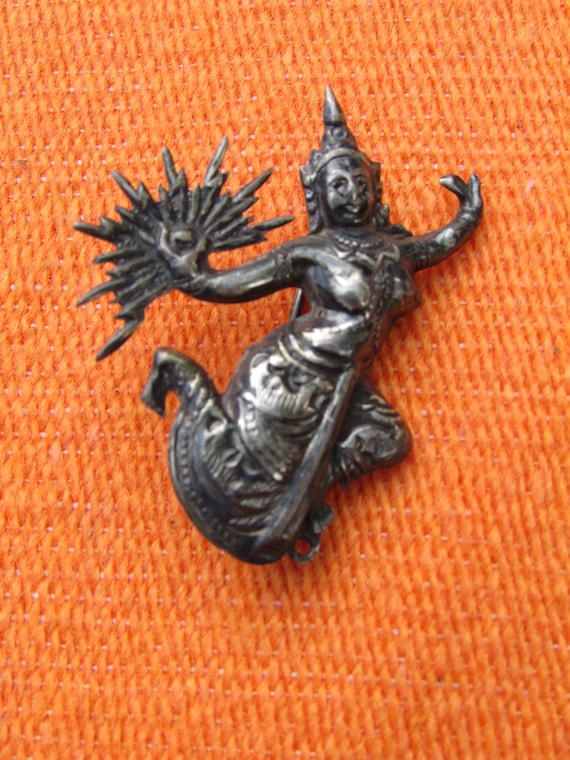 Vintage Sterling Silver Siam Thailand dancing Gir… - image 6