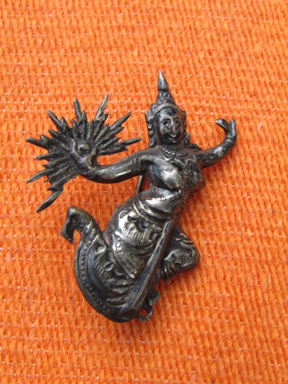 Vintage Sterling Silver Siam Thailand dancing Gir… - image 5