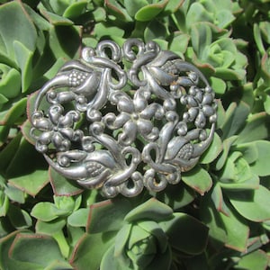 Sterling Silver Floral Brooch Pin Mid Century Jewelry