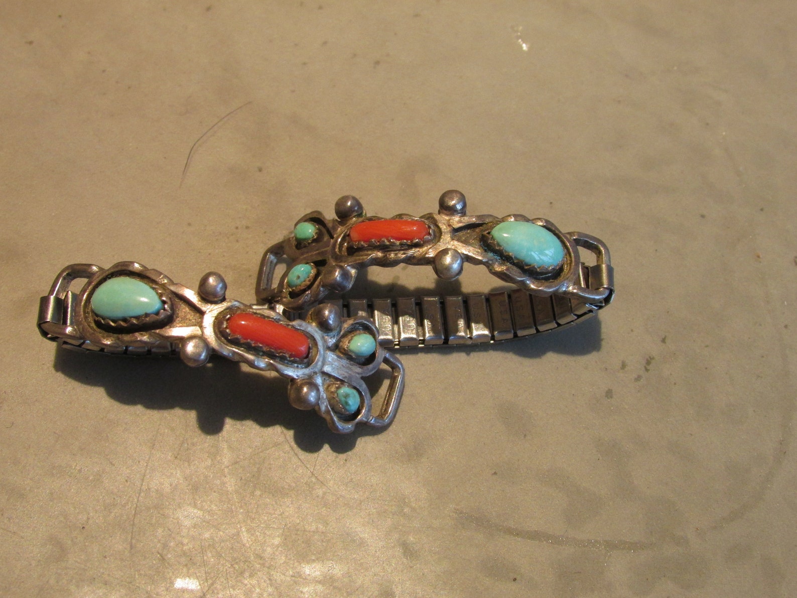 Vintage Sterling Silver Indian Watch Band With Coral & Etsy