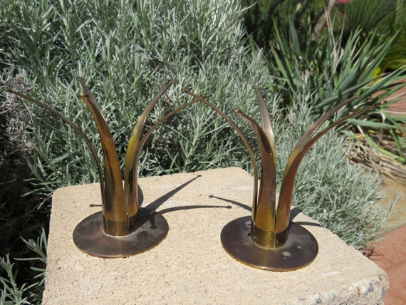 Vintage Ystad Metall Crown Design Candle Holders Set of 2 Made in