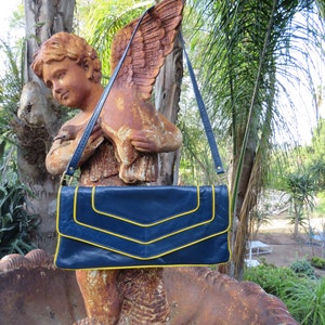 70’s Deadstock Italian Blue Leather Clutch by Designer main image 0