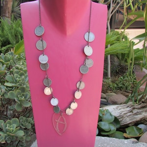 Vintage japanese Coin Necklace with plastic A pendant 1 sen coin and 15 various japanese coins