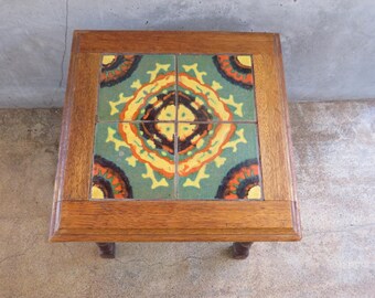 Taylor Tile Mission Oak end Table Arts and crafts Watermelon Pattern California Bungalow