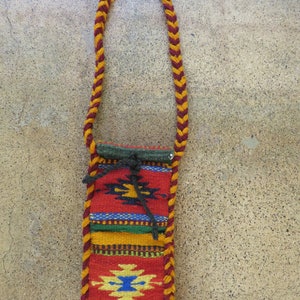 Bolso de lana hecho a mano Bolso de hombro Zapoteca Oaxaca Tapiz mexicano Boho Hippie Unisex Estuche para teléfono celular Bolso pequeño étnico tribal OFAK