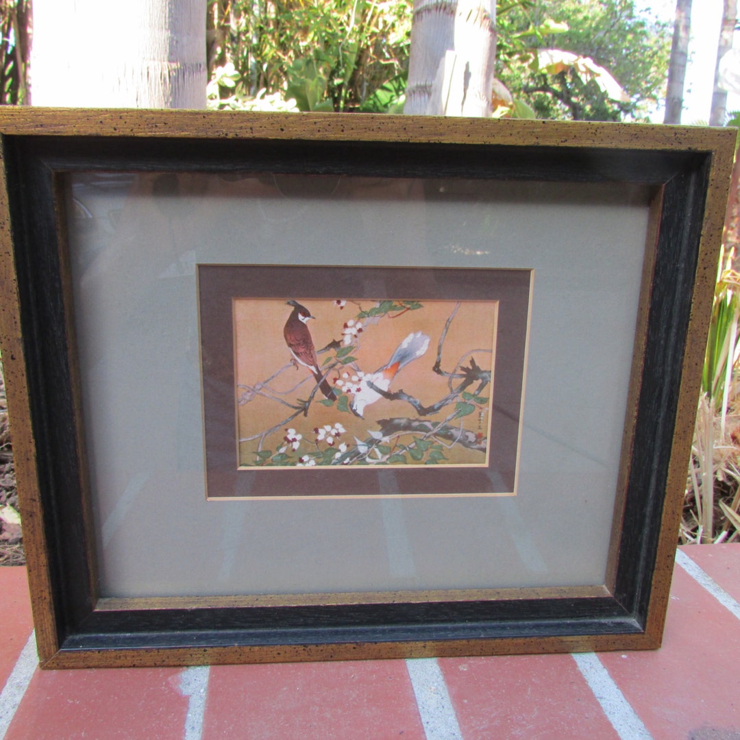 Asian Framed Art Print Birds in Tree Etsy