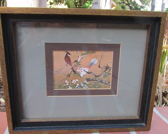 Asian Framed Art Print Birds in Tree