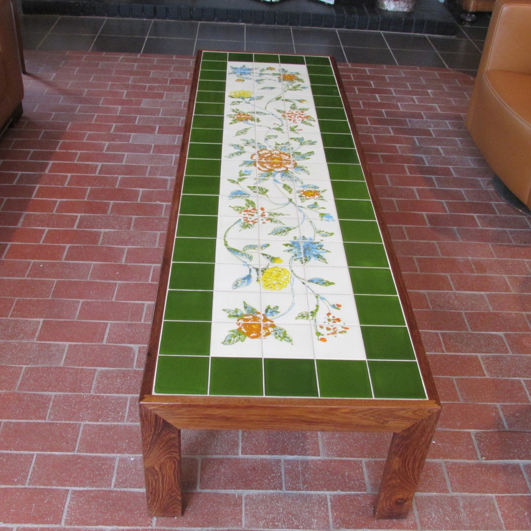 Massive Tile Top Coffee Table by Barbara Beall Vantrease Studio. B