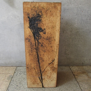 Dennis Kirchhmann Signed Studio Pottery Pedestal plant stand Indiana Art pottery Pressed Botanical 1970s Ceramic Art organic Local Pick up