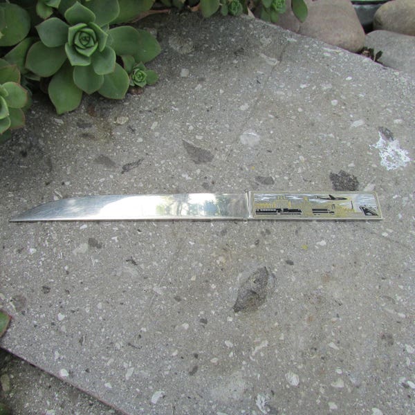 Chrome Letter opener World of Progress Solingen Germany ruler 9 inches Mid Century Modern