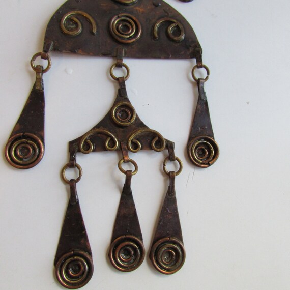 Modernist Copper and Brass Statement Necklace Pen… - image 4