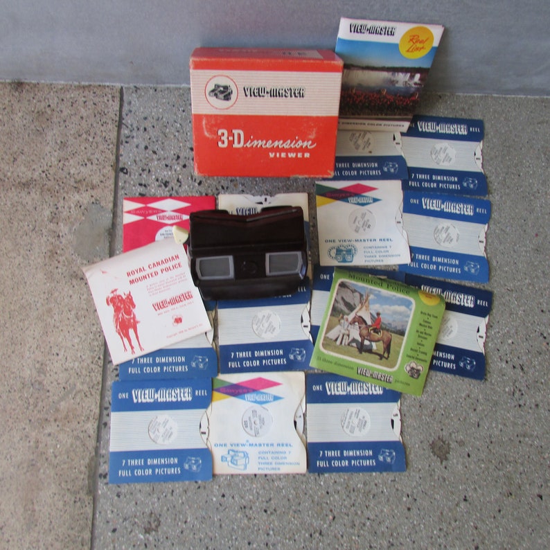 Viewmaster Model E Vintage Brown Bakelite View Master Model E Viewer With 14 Reels ...