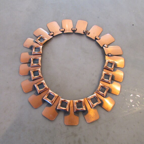 Vintage Renor Copper Statement Collar necklace mo… - image 5