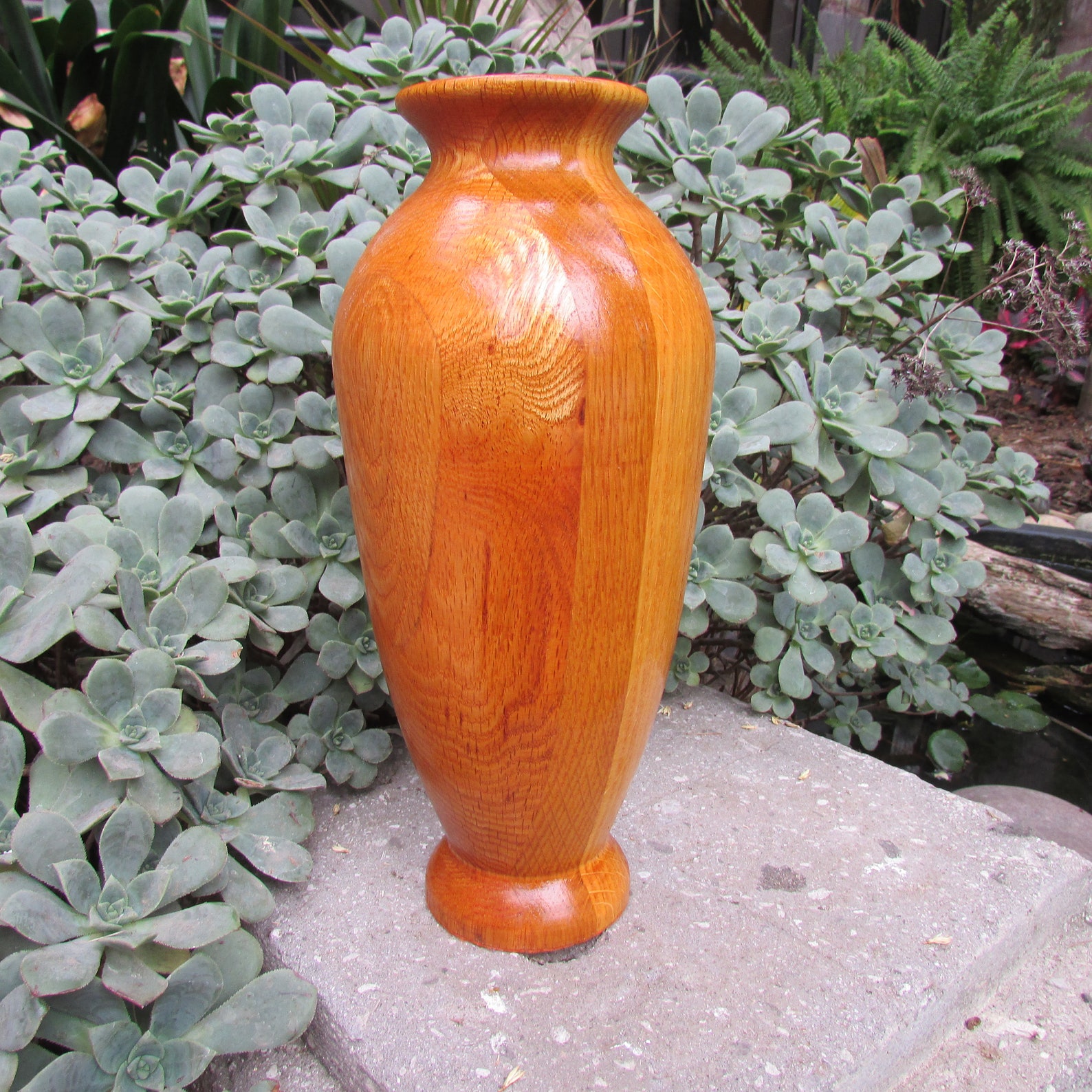 Hand Carved Wood Vase Oak Etsy