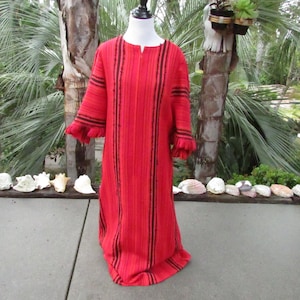 Vintage Arola Finland Wool Dress Pirkko Maki Red Wool 3/4 Sleeves Boho Hippie Retro Clothing