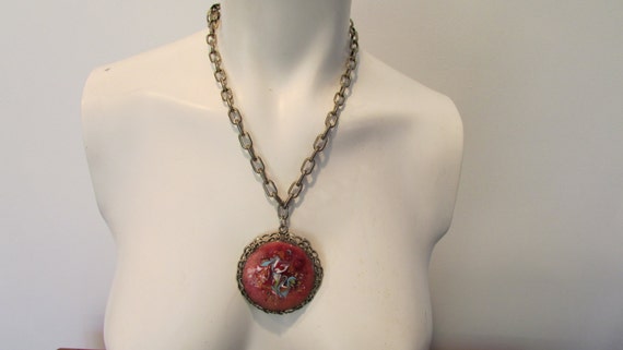 Vintage Copper and enamel Necklace Mid century Mo… - image 1