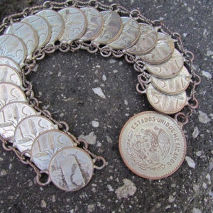 Vintage mexican Peso Coin bracelet link bracelet Art de mexico