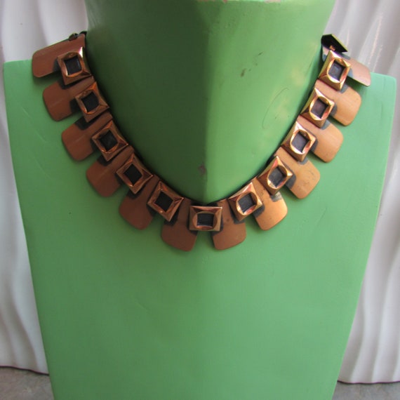 Vintage Renor Copper Statement Collar necklace mo… - image 2