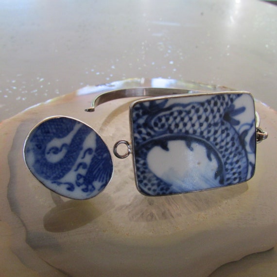 Sterling Silver Ring and Bracelet set with Blue a… - image 5
