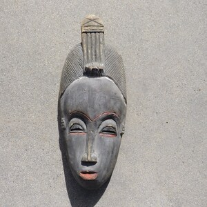 African Dance mask Ceremonial mask Circa 1960 Baule Mask Tribal ethnic wood carving African art  ethnic home décor Art