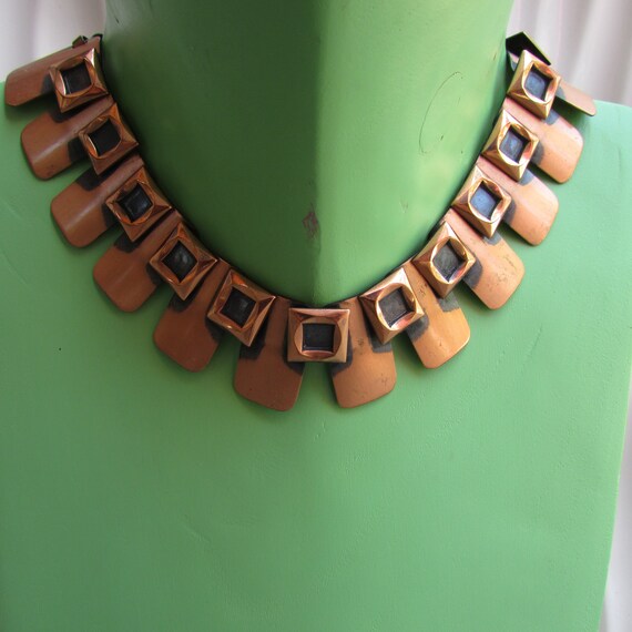 Vintage Renor Copper Statement Collar necklace mo… - image 1